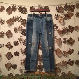 🍃FIRM🍃Free People Patchwork Cropped Jean Size 29